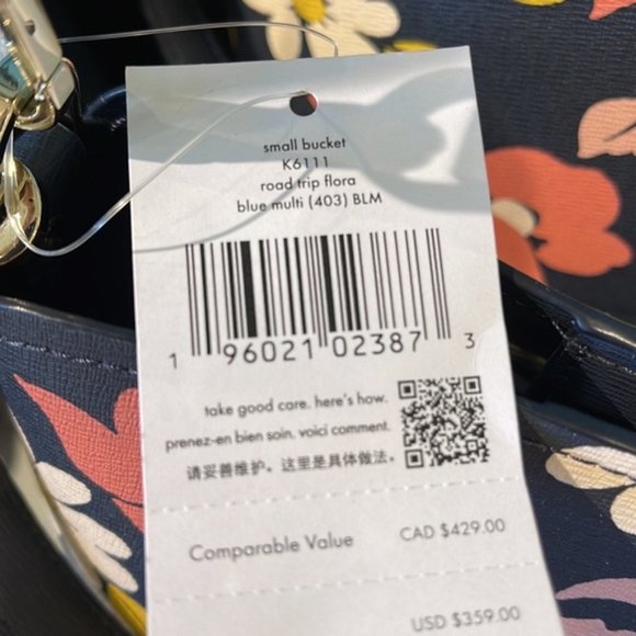 Kate Spade Darcy Small Bucket Bag Road Trip Floral Blue Multi - Picture 14 of 16